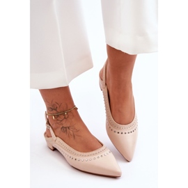 PG1 Ballerine In Pelle Con Borchie Beige Laroshe 1