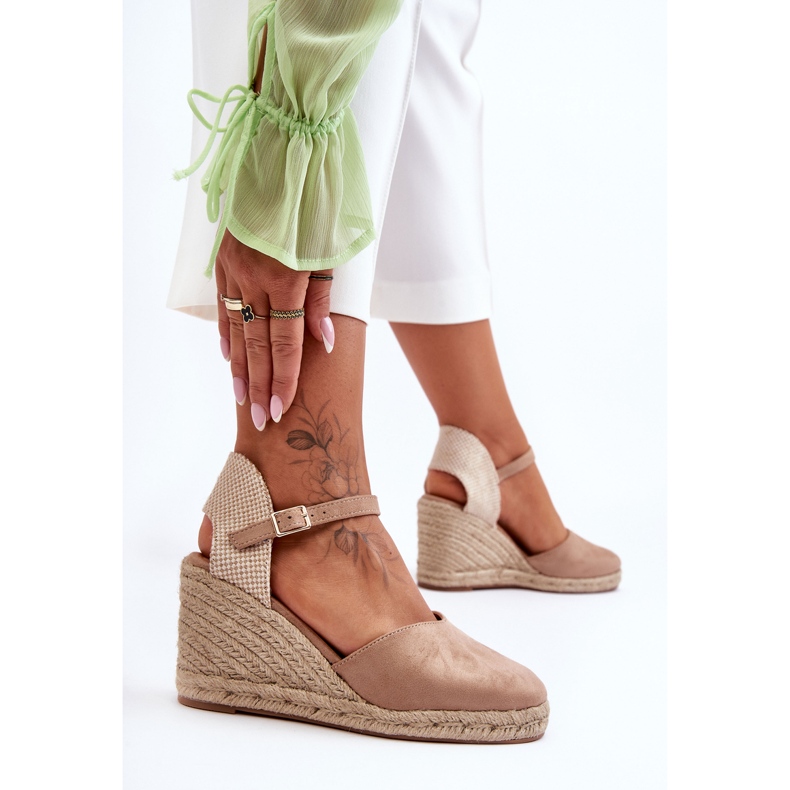PG1 Sandali Con Zeppa In Pelle Scamosciata Beige Selfoss 1