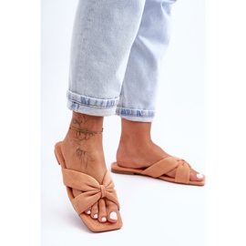 Pantofole in velluto color vaniglia arancione da donna arancia 1