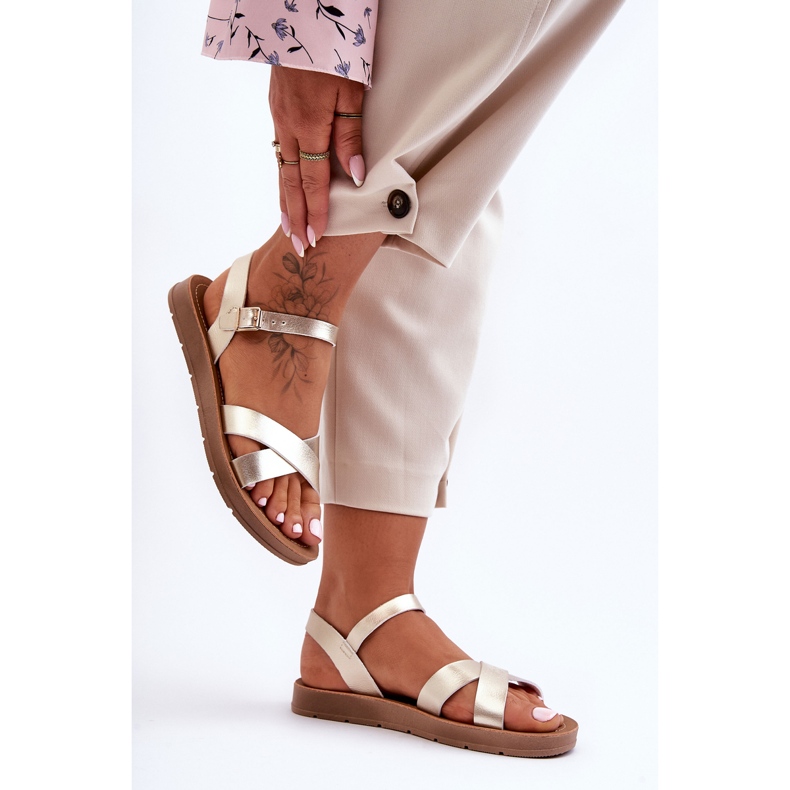 Sandali in pelle da donna classici Talisma oro d'oro 1