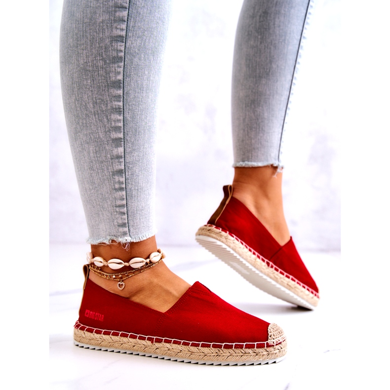 Espadrillas rosse su una suola intrecciata Big Star HH274494 rosso 4
