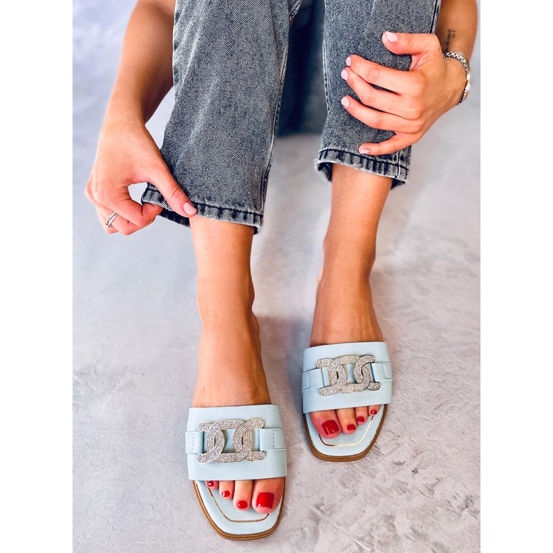 Ciabatte Mille Blue cubic zirconia 2