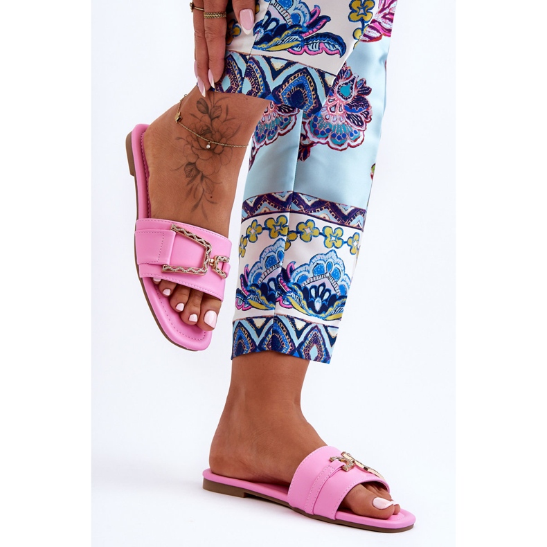 Pantofole impreziosite rosa classiche da donna 1