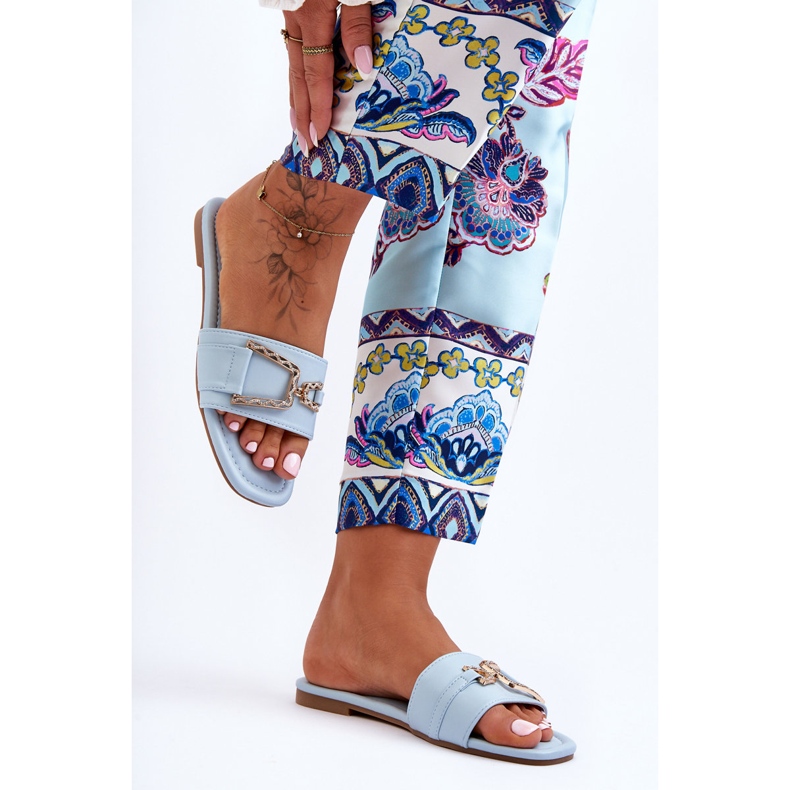 Pantofole abbellite impressionanti blu classiche da donna 2