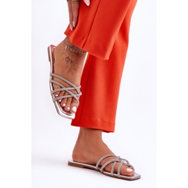 Pantofole Donna Con Righe E Strass Silver Leomi argento 2