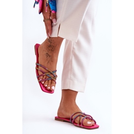 Pantofole Donna Con Righe E Strass Multicolor Leomi rosa 2