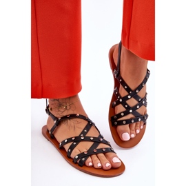 Sandali da donna con ornamenti neri Alemona nero 2