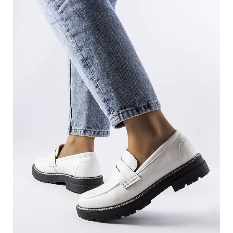 Scarpe francesine bianche con soletta in pelle di Biddie bianco 1