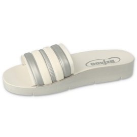 Pantofole per bambini Befado 067Y001 beige con strisce bianca 1