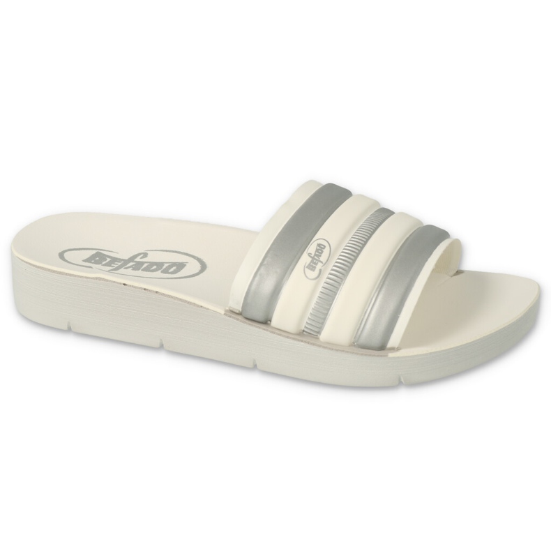 Pantofole per bambini Befado 067Y001 beige con strisce bianca 3