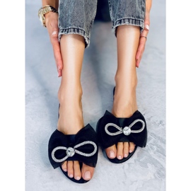 Seastar Monique Pantofole nere con fiocco nero 2