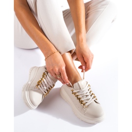 Sneakers beige da donna con catena Shelovet 1