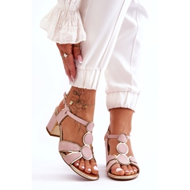 Evento Sandali con tacco basso in pelle da donna Riley rosa 1