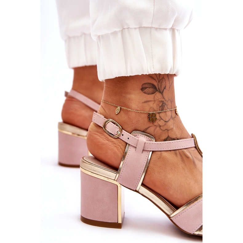 Evento Sandali con tacco basso in pelle da donna Riley rosa 2