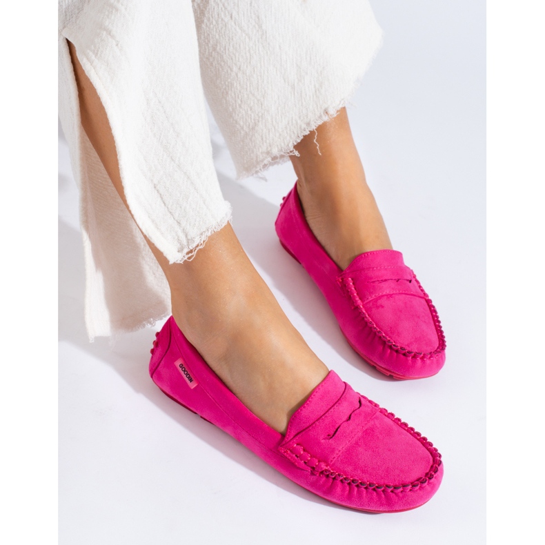 Mocassini donna in camoscio Shelovet elastico fucsia rosa 1