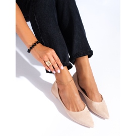 Ballerine da donna Shelovet in camoscio beige 1