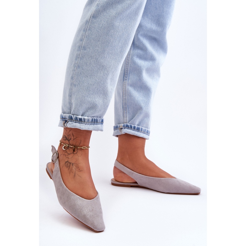 PS1 Ballerine da donna in camoscio grigio Kenra 1
