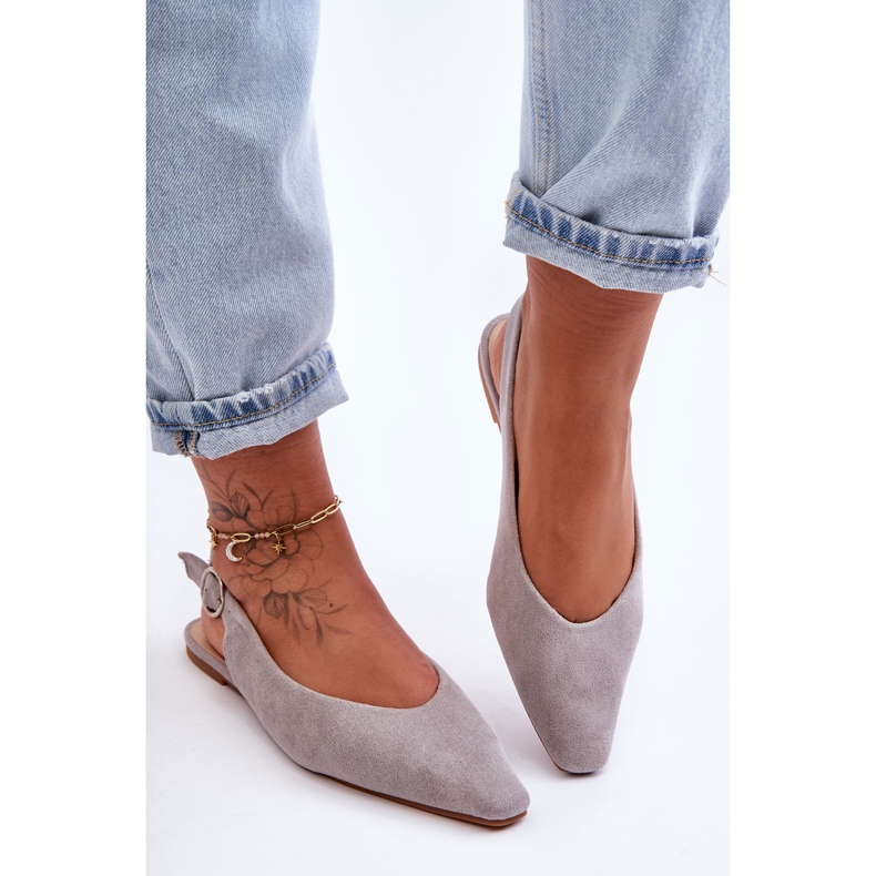 PS1 Ballerine da donna in camoscio grigio Kenra 2