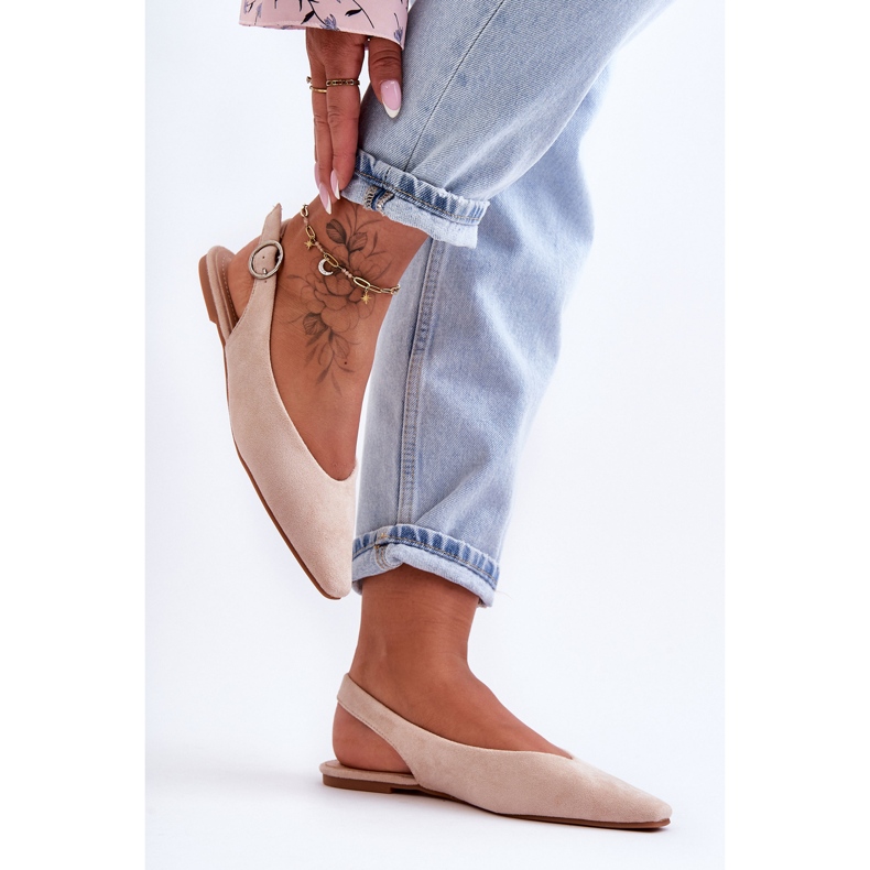 PS1 Ballerine da donna in camoscio beige Kenra 2