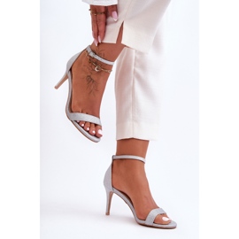 Sandali con tacco alto argento lucido Gedna d'argento 1