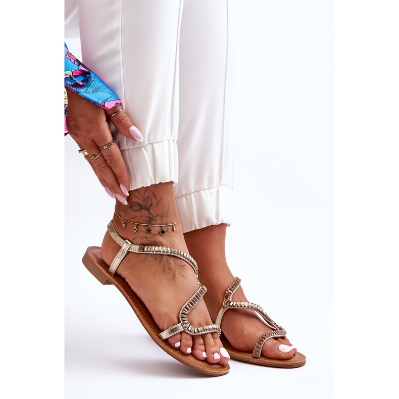 Sandali slip-on da donna Gold Hayen con abbellimenti d'oro 1