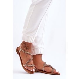 Sandali slip-on da donna Gold Hayen con abbellimenti d'oro 2
