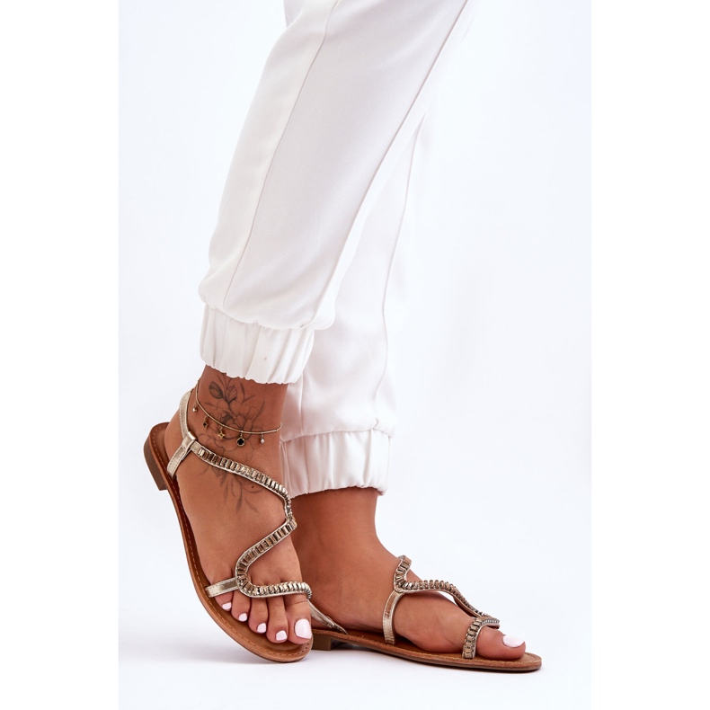 Sandali slip-on da donna Gold Hayen con abbellimenti d'oro 2