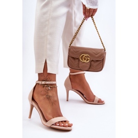Sandali Classici In Pelle Scamosciata Su Un Tacco Alto Tossa Beige Chiaro 2