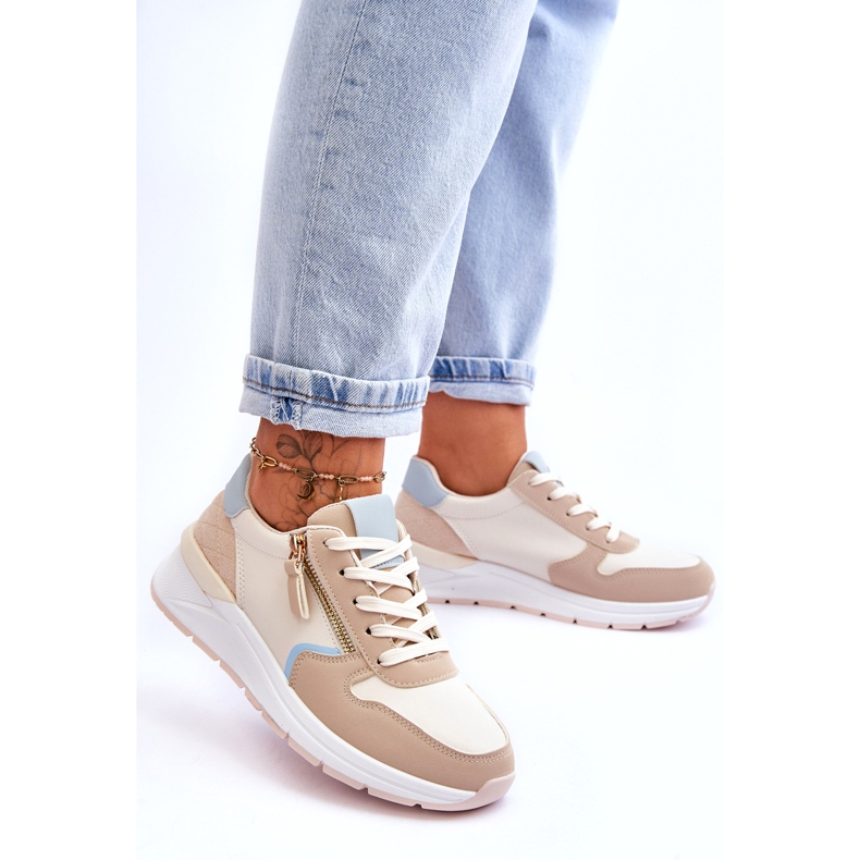 PA1 Scarpe Sportive Da Donna Con Cerniera Beige Larisa 2
