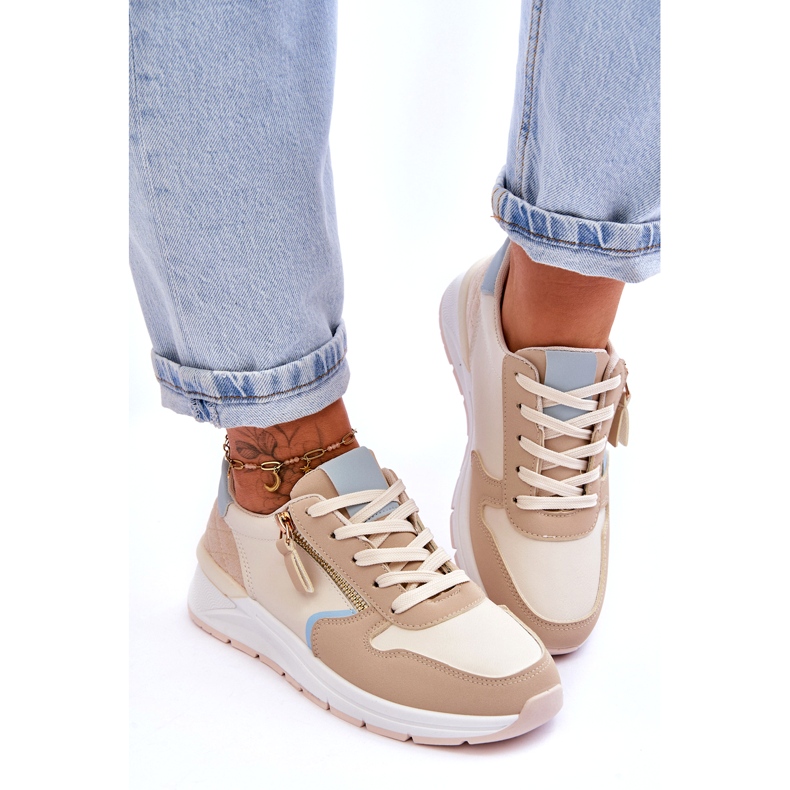 PA1 Scarpe Sportive Da Donna Con Cerniera Beige Larisa 3