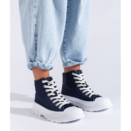 Sneakers alte da donna in tessuto Shelovet blu 1