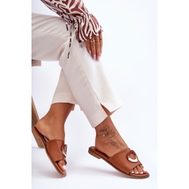 Pantofole impreziosite da sherry marrone da donna 1