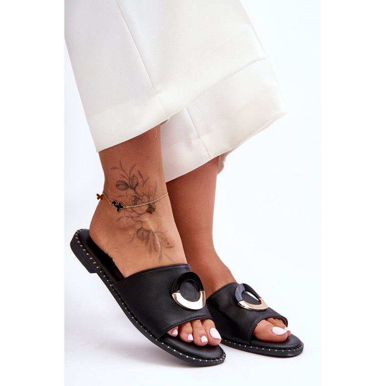 Pantofole impreziosite da sherry nero da donna 1