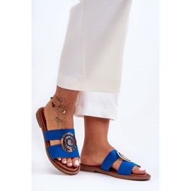 Ciabatte Alla Moda Con Decorazione A Specchio Blue Deep Breath 1