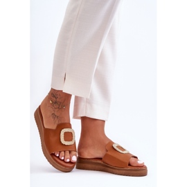 Ciabatte Da Donna Con Plateau Denicia Marrone Con Decorazione 1