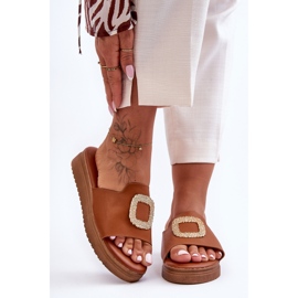 Ciabatte Da Donna Con Plateau Denicia Marrone Con Decorazione 2