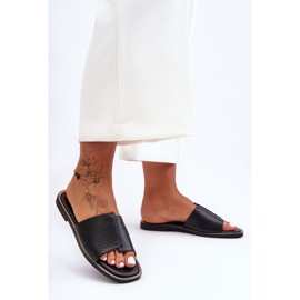 Pantofole da donna in pelle Harmony nera nero 2