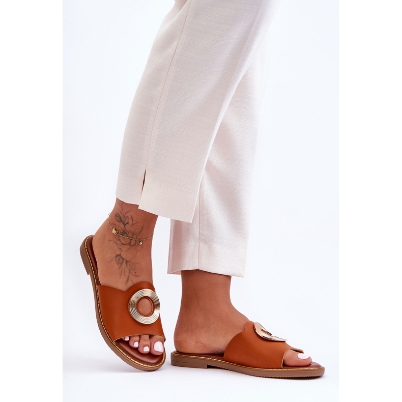 Sandali Donna Con Decorazione Tonda Cammello Donatell marrone 1