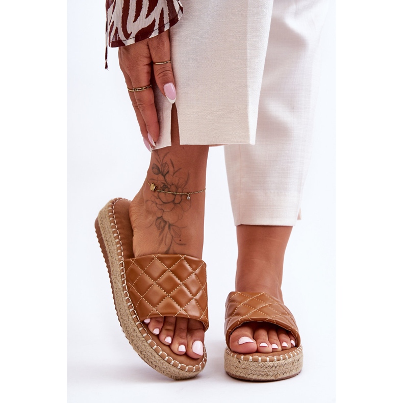 Pantofole con plateau Lullaby cammello da donna marrone 2