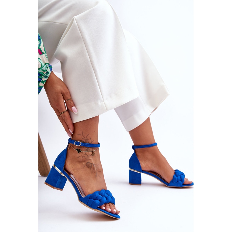 Sandali Intrecciati In Pelle Scamosciata Blu Essenza 2