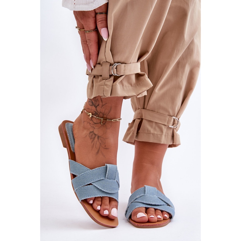 Pantofole Donna in Tessuto Aversa Azzurro blu 2
