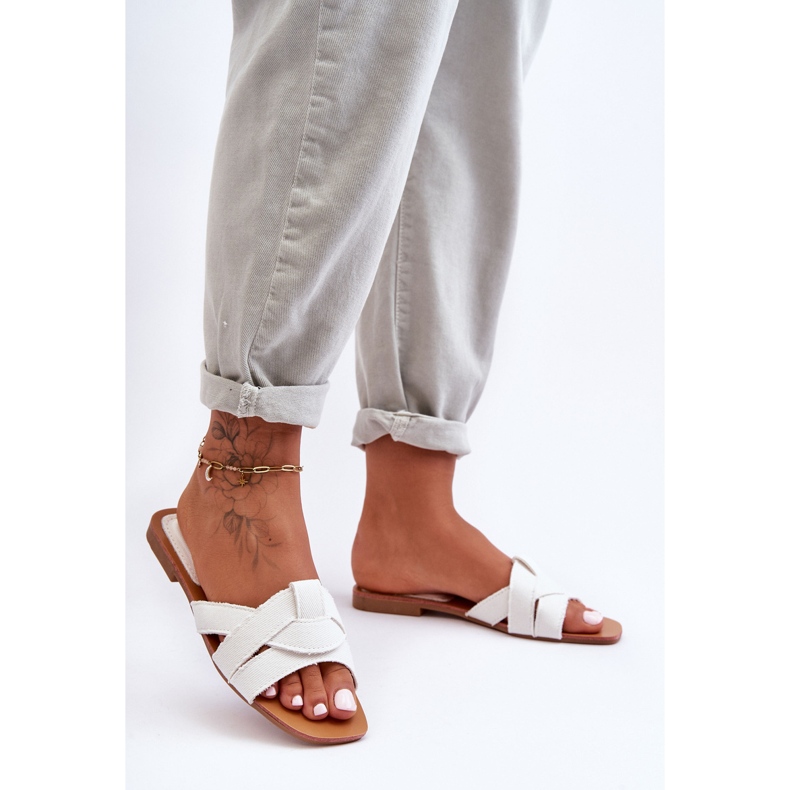 Pantofole Donna in Tessuto Bianco Aversa 2