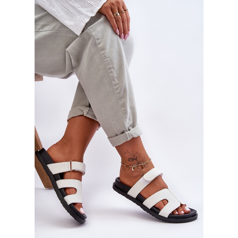 Pantofole Classiche Da Donna In Pelle Con Velcro Amedon Bianco 1