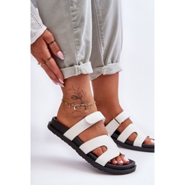 Pantofole Classiche Da Donna In Pelle Con Velcro Amedon Bianco 2