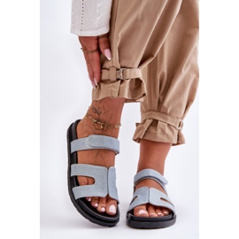 FJ1 Pantofole Donna in Tessuto Velcro Azzurro Jose blu 2