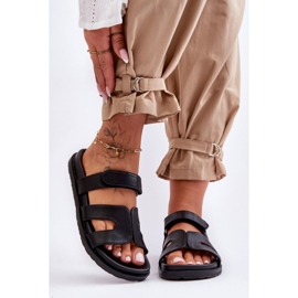 Ciabatte Classiche Da Donna In Pelle Con chiusura strappo Amedon Nere nero 2