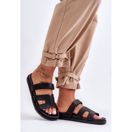 Ciabatte Classiche Da Donna In Pelle Con chiusura strappo Amedon Nere nero 1