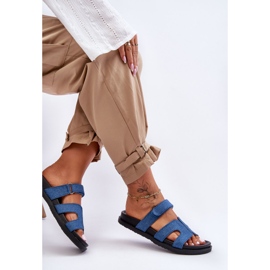 Pantofole Donna in Tessuto Velcro Blu Scuro Jose 1