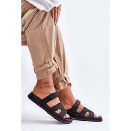 Pantofole da donna in tessuto con velcro Jose nere nero 1