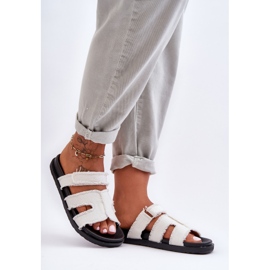 Pantofole Donna in Tessuto Velcro Bianco Lamirose bianca 1